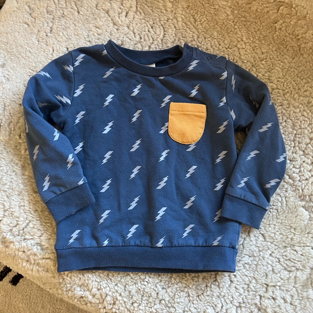 Tucker + Tate / Blue Lightning Bolt Sweatshirt with Yellow Pocket